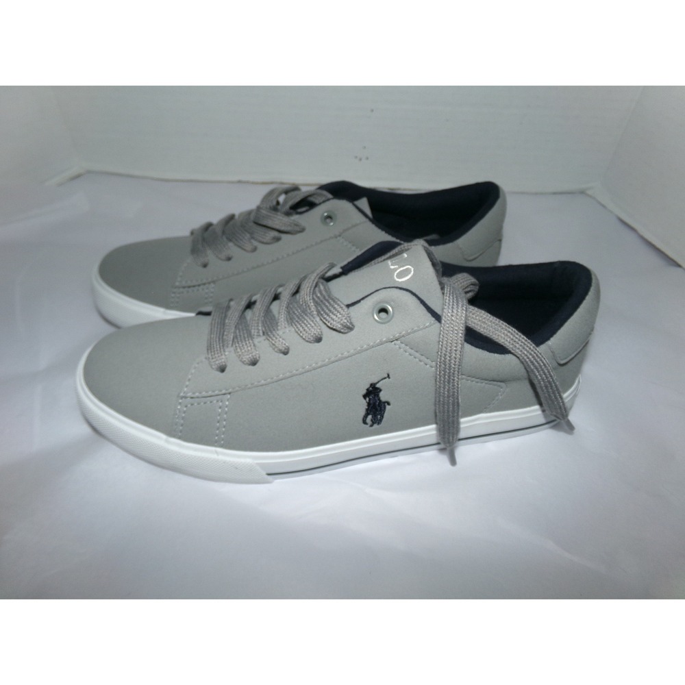 Polo‎ Ralph Lauren Boys Size 6 Grey EASTEN II Canvas Tennis Shoes Sneakers